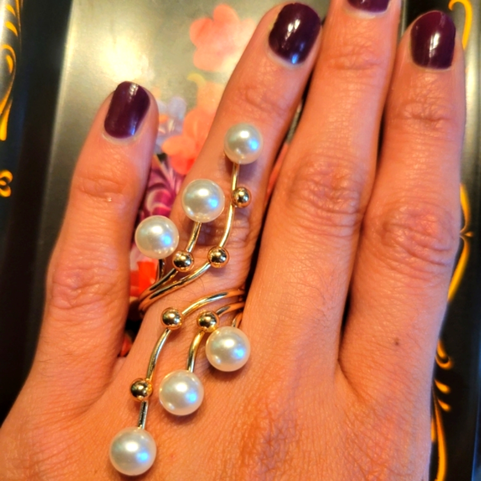 Artful & Elegant Pearl Branch Cocktail Statement Ring